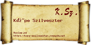 Köpe Szilveszter névjegykártya